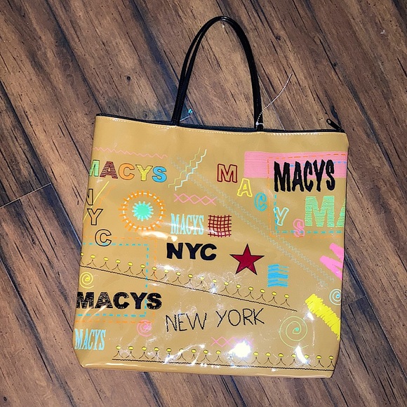 Macy's Bags Macys Limited Edition New York City Nyc Faux Patent Leather Zip Tote Bag Purse